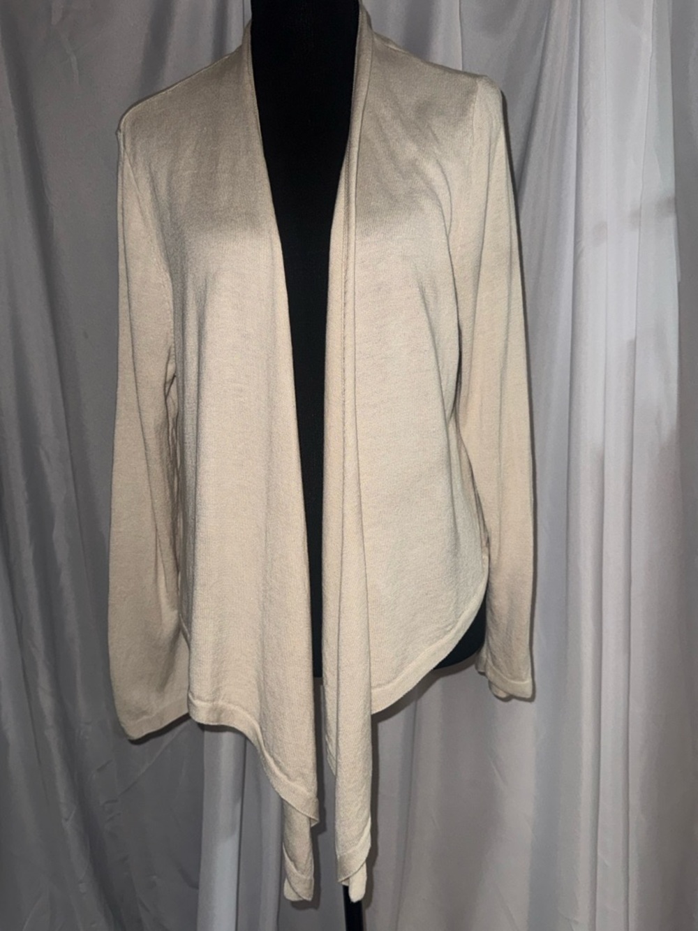 J. Jill Cream Open Drape Front Cardigan